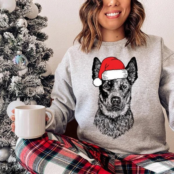 Personalized Pet Christmas Sweater - Custom Dog & Cat Holiday Sweatshirt with Santa Hat Design
