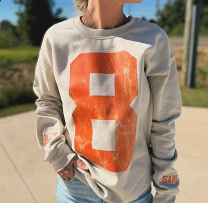 Bold Digit Varsity Sweater – Personalized Distressed Finish