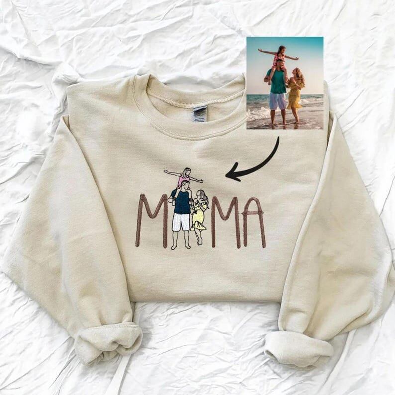 Custom Mama Embroidered Sweatshirt Personalized Name Mother’s Day Gift for Women