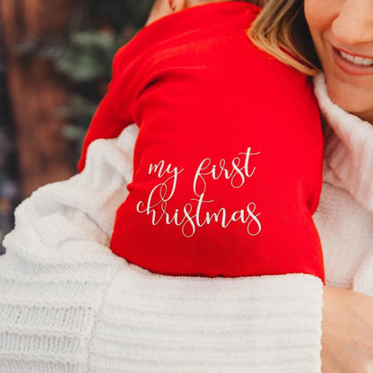 Baby's First Christmas Keepsake Romper - Personalized Soft Long Sleeve Bodysuit