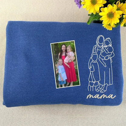 Mother's Day Custom Embroidered Sweatshirt | Turn Photo to Threads, Unique Gift for Mom