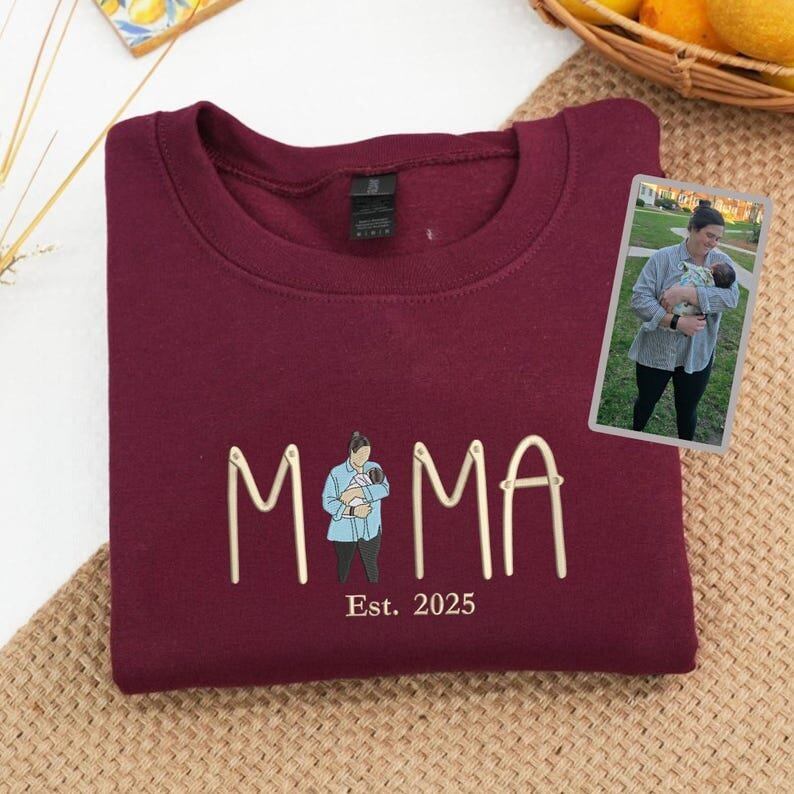 Custom Mama Embroidered Sweatshirt Personalized Name Mother’s Day Gift for Women