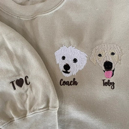 Custom Pet Embroidered Gifts For Pet Lover Custom Pet Face and Pet name Sweatshirt