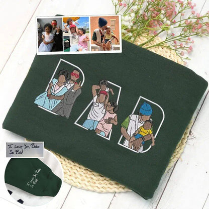 Best Mom Ever Custom Portrait Sweatshirt – Photo Sketch Embroidery Gift