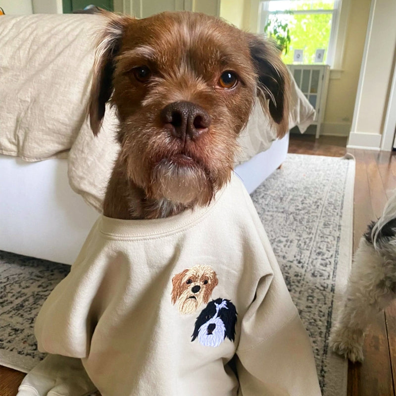 Custom Pet Embroidered Gifts For Pet Lover Custom Pet Face and Pet name Sweatshirt
