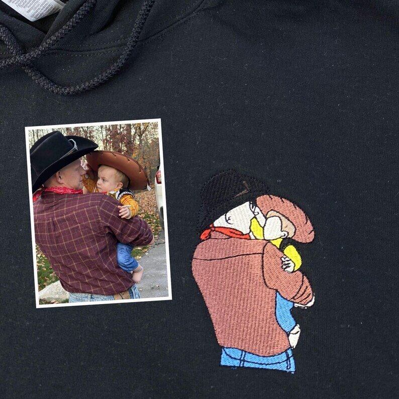 Embroidered Face Portrait Sweatshirt – Personalized Gift for Parents