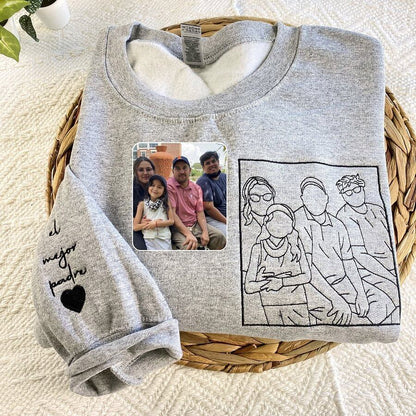 Mother's Day Custom Embroidered Sweatshirt | Turn Photo to Threads, Unique Gift for Mom