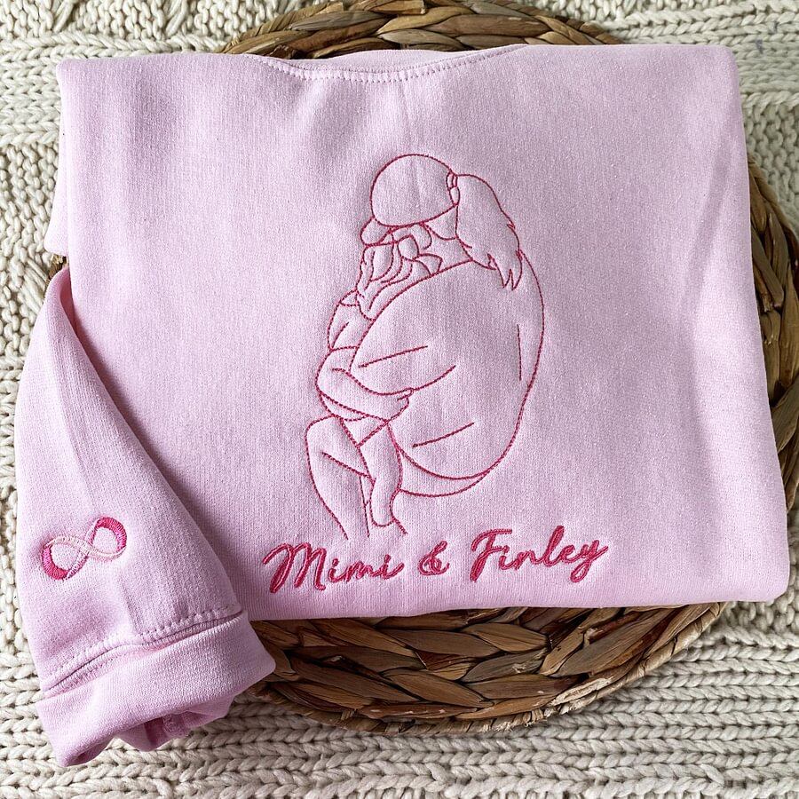 Mother's Day Custom Embroidered Sweatshirt | Turn Photo to Threads, Unique Gift for Mom
