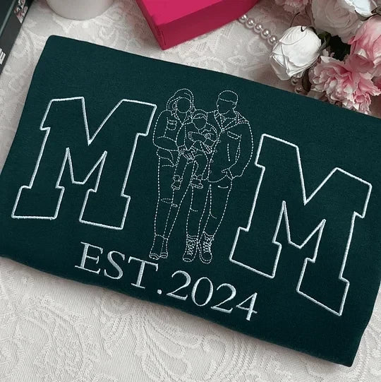 Personalized Family Sweatshirt – Custom Portrait with Names for Mom & Dad