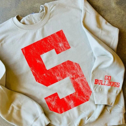 Bold Digit Varsity Sweater – Personalized Distressed Finish