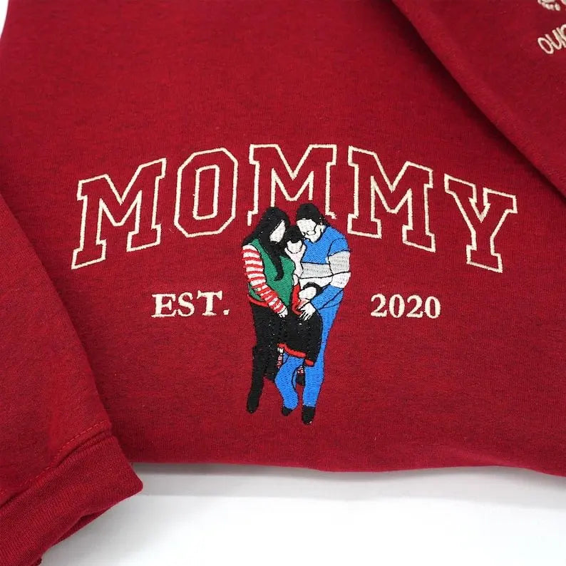 Custom Mama Embroidered Sweatshirt Customizable Mom Name Long Sleeve Fall Gift