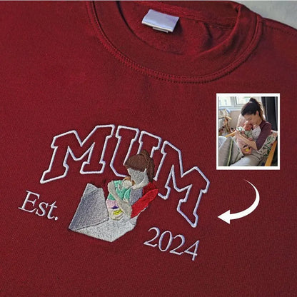 Custom Mama Embroidered Sweatshirt Customizable Mom Name Long Sleeve Fall Gift
