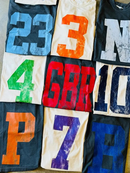 Bold Digit Varsity Sweater – Personalized Distressed Finish