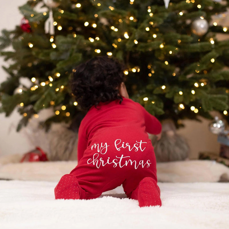 Baby's First Christmas Keepsake Romper - Personalized Soft Long Sleeve Bodysuit