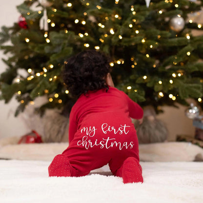 Baby's First Christmas Keepsake Romper - Personalized Soft Long Sleeve Bodysuit