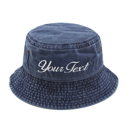 Customized Embroidered Bucket Hat Custom Text Embroidery Bucket Hat Customized Summer Hat Personalized Text Logo Design Vintage Bucket Hat