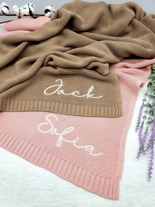 Custom Name Baby Blanket - Embroidered Newborn Gift Set, Unique Baby Shower Present