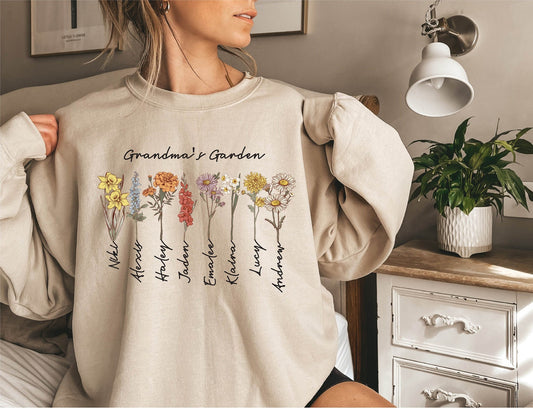Birth Flower Crewneck Sweatshirt – Perfect Gift for Mother or Wife