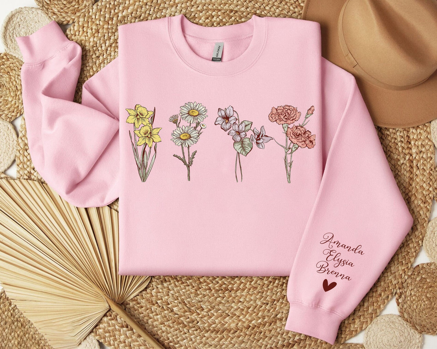 Minimalist Birth Flower Sweatshirt – Custom Gift for Women Who Love Nature