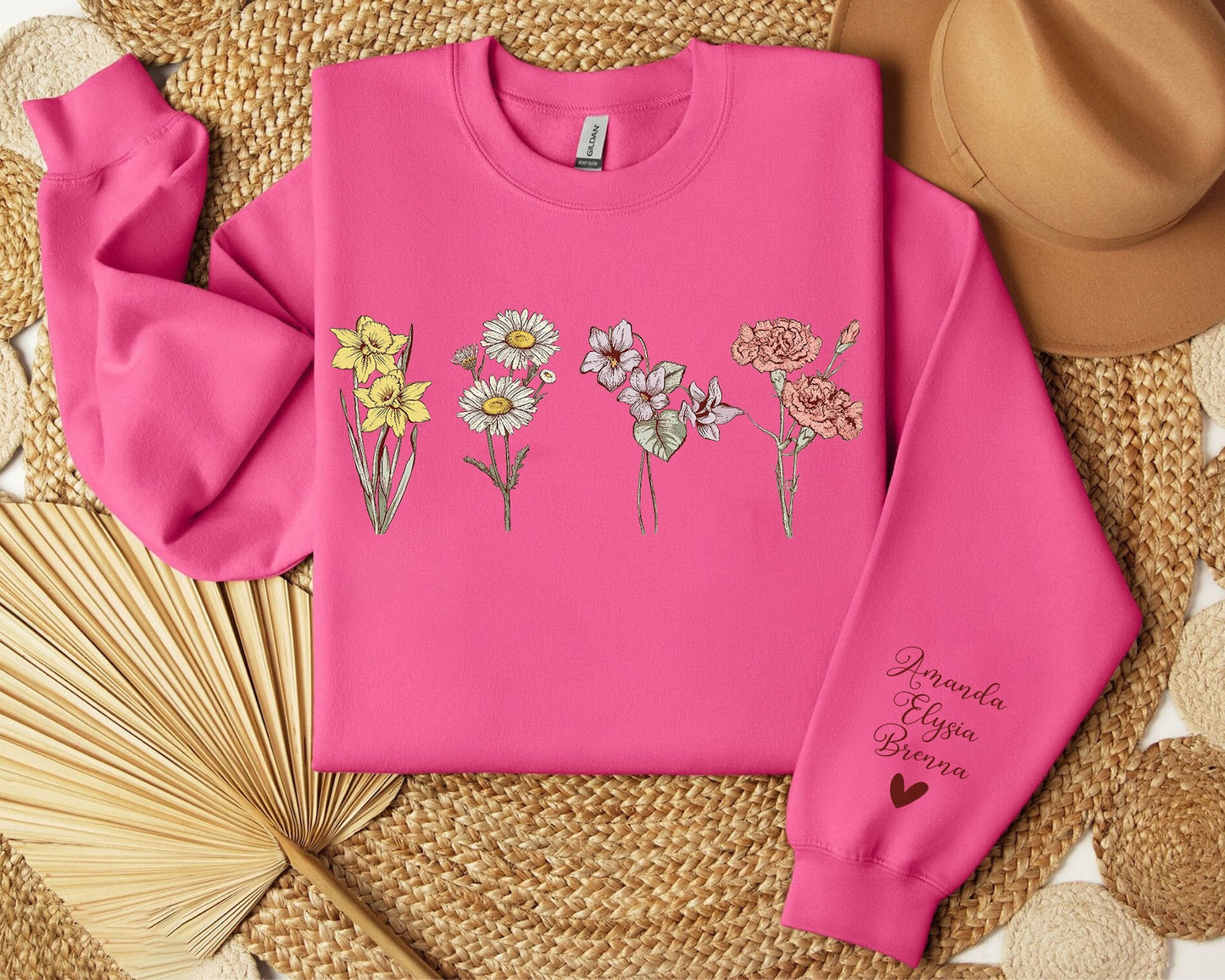 Minimalist Birth Flower Sweatshirt – Custom Gift for Women Who Love Nature