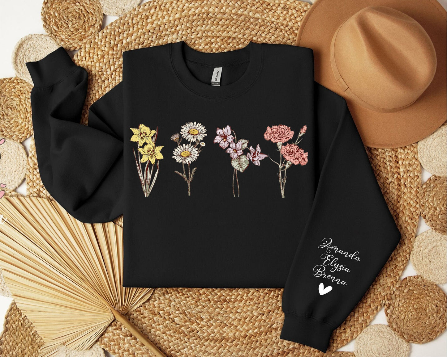 Minimalist Birth Flower Sweatshirt – Custom Gift for Women Who Love Nature