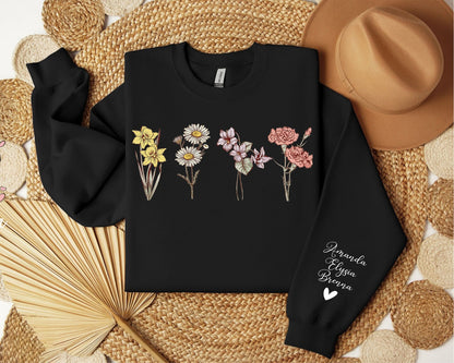 Minimalist Birth Flower Sweatshirt – Custom Gift for Women Who Love Nature