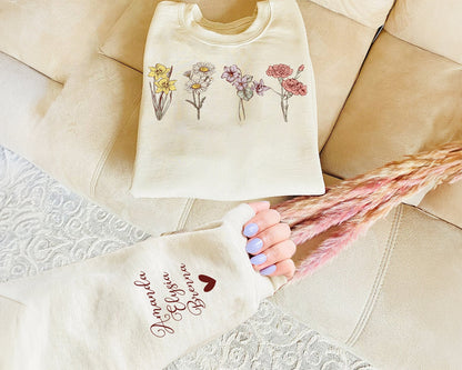 Minimalist Birth Flower Sweatshirt – Custom Gift for Women Who Love Nature