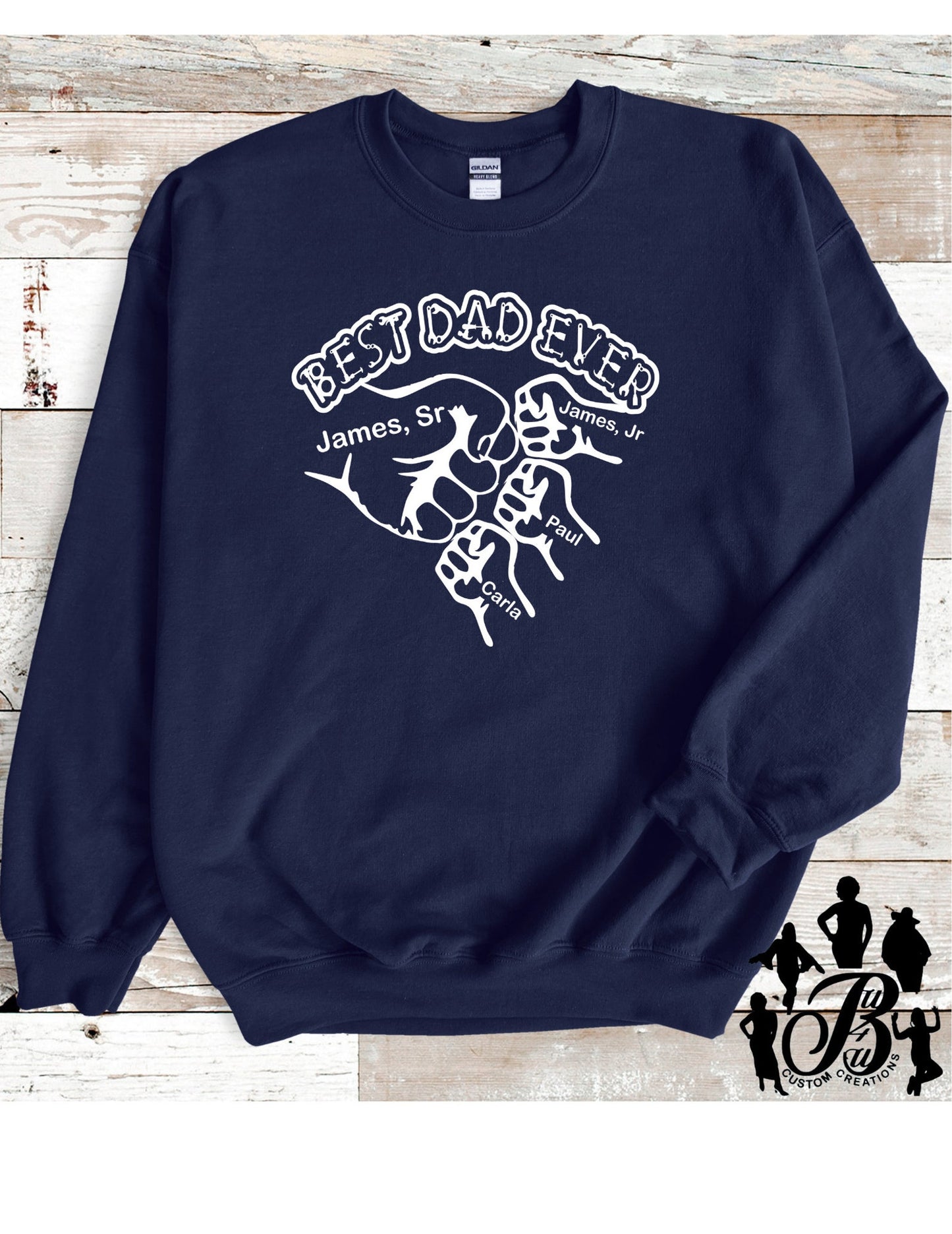 Printed Fist Bump Dad Sweatshirt – BEST DAD EVER