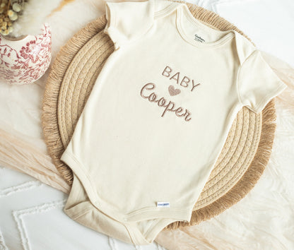 Custom Embroidered Baby Bodysuits, Custom Baby Name Handmade with Love