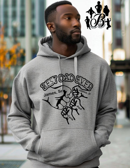 Printed Fist Bump Dad Sweatshirt – BEST DAD EVER