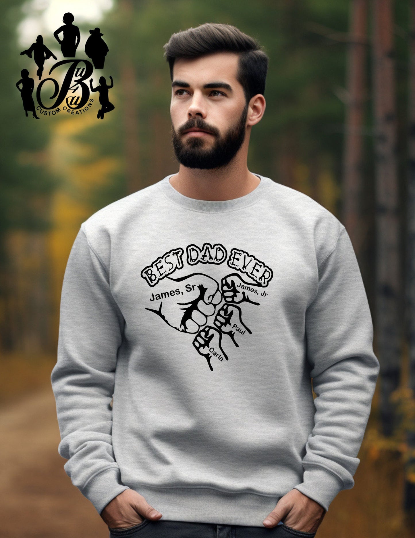 Printed Fist Bump Dad Sweatshirt – BEST DAD EVER