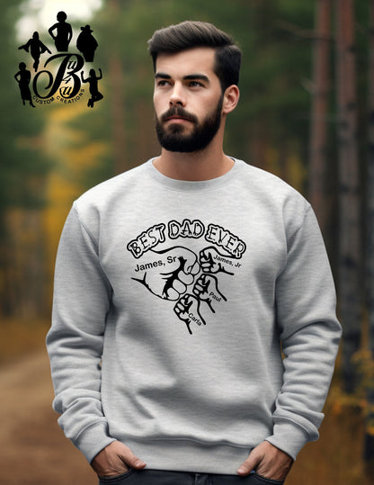 Printed Fist Bump Dad Sweatshirt – BEST DAD EVER