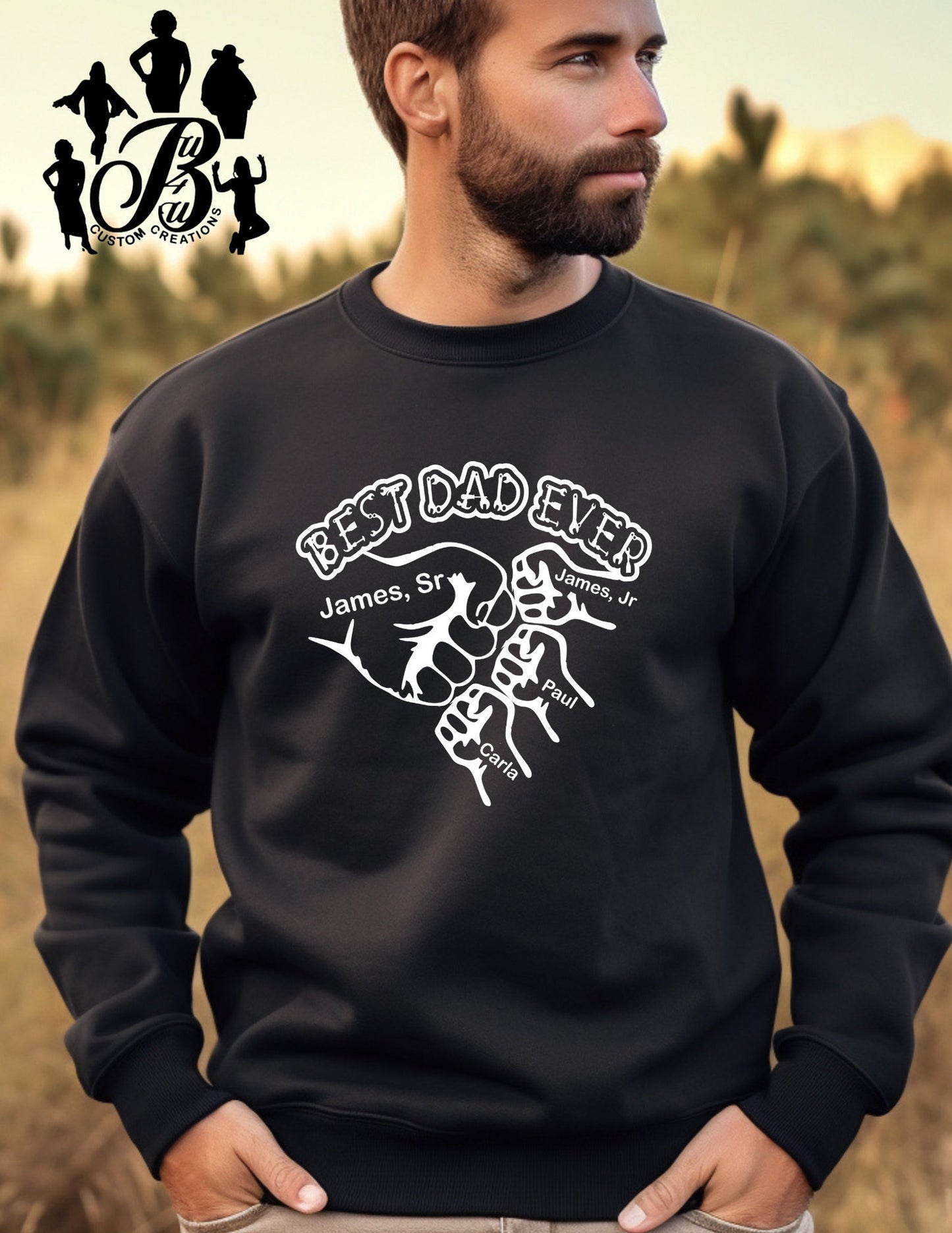 Printed Fist Bump Dad Sweatshirt – BEST DAD EVER