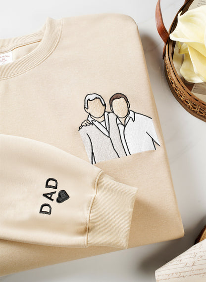 Custom Embroidered Sweatshirt for Dad with Kid Names on Sleeve, Personalized Dad Christmas Gifts Sweater,,Father's Day Gifts