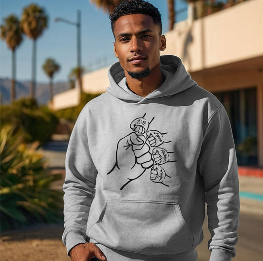Custom Fist Bump Dad Sweatshirt – Personalized with Kids' Names
