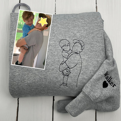Personalized Dad Sweatshirt with Picture, Custom Embroidered Portrait from Photo Hoodie, Dad Portrait, Family Portrait, Dad Sweatshirt