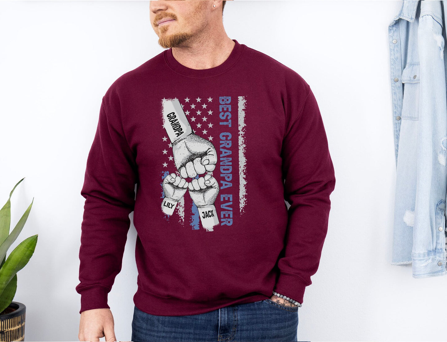 Personalized Dad and Kids Fist Bump Sweatshirt – Unique Father's Day Gift