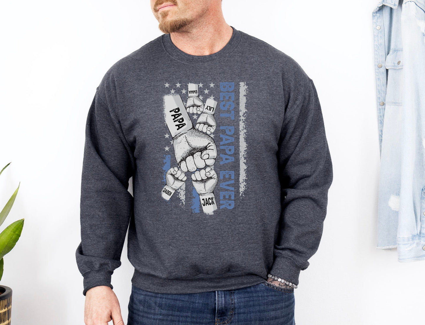 Personalized Dad and Kids Fist Bump Sweatshirt – Unique Father's Day Gift