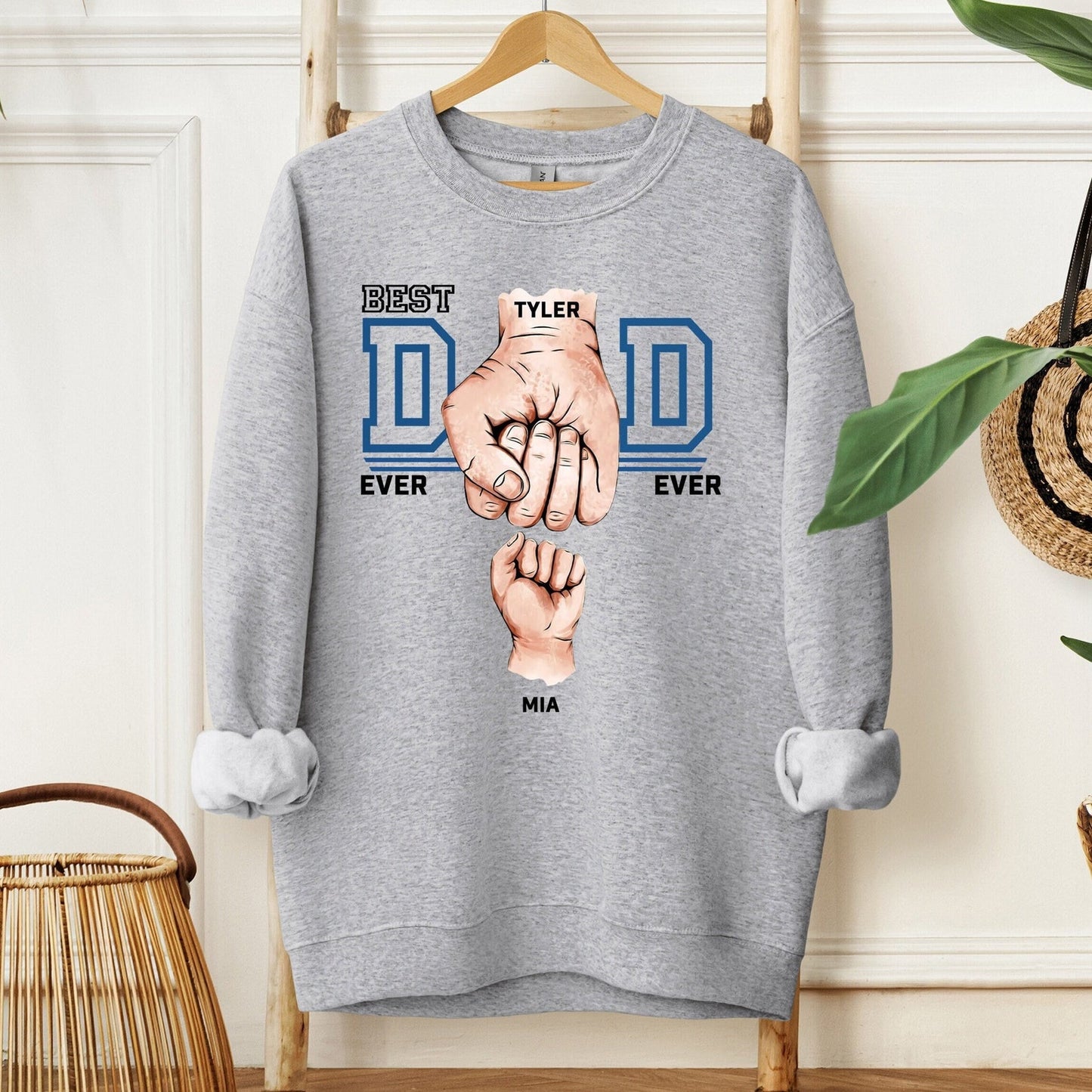 Printed Fist Bump Dad Sweatshirt – Father's Day Keepsake Gift