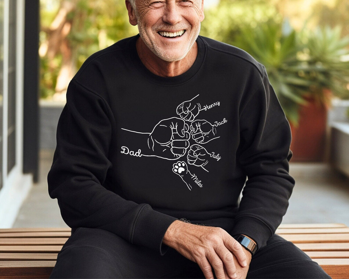 Custom Daddy Sweatshirt – Fist Bump Print with Children's Names