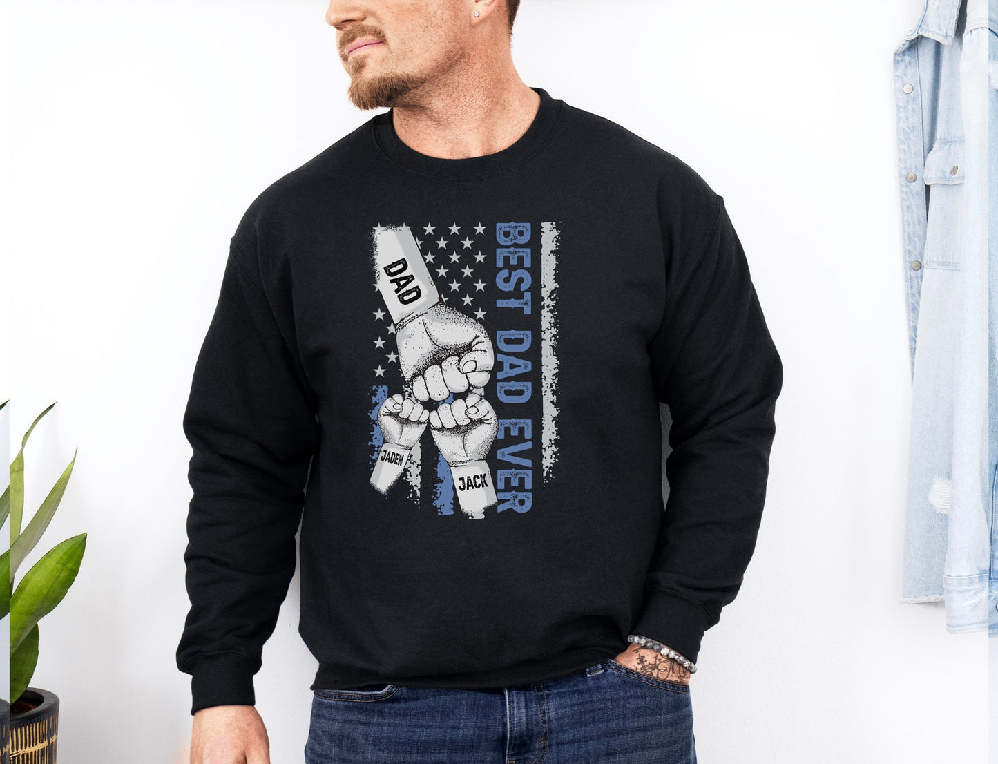 Personalized Dad and Kids Fist Bump Sweatshirt – Unique Father's Day Gift