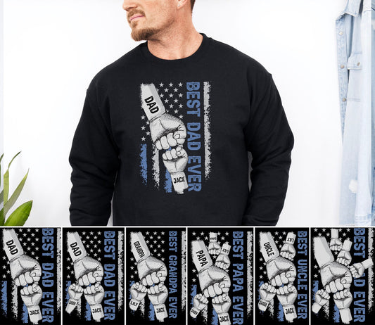 Personalized Dad and Kids Fist Bump Sweatshirt – Unique Father's Day Gift
