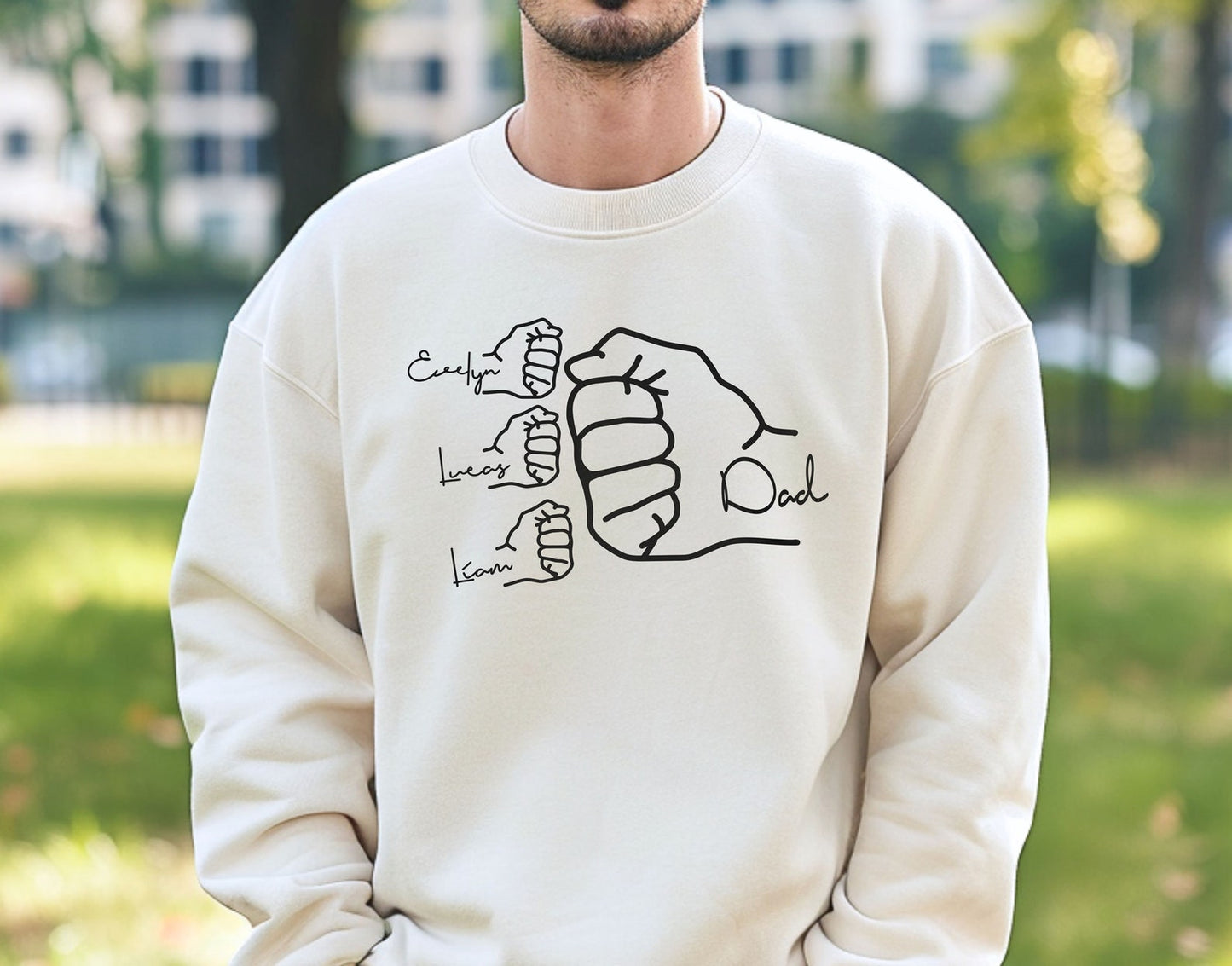 Fist Bump Dad Hoodie or Sweatshirt – Personalized with Kids' Names