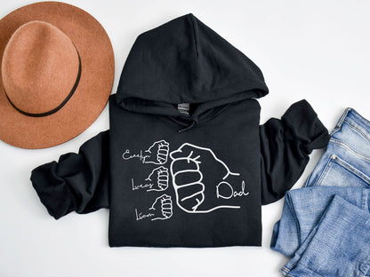 Fist Bump Dad Hoodie or Sweatshirt – Personalized with Kids' Names