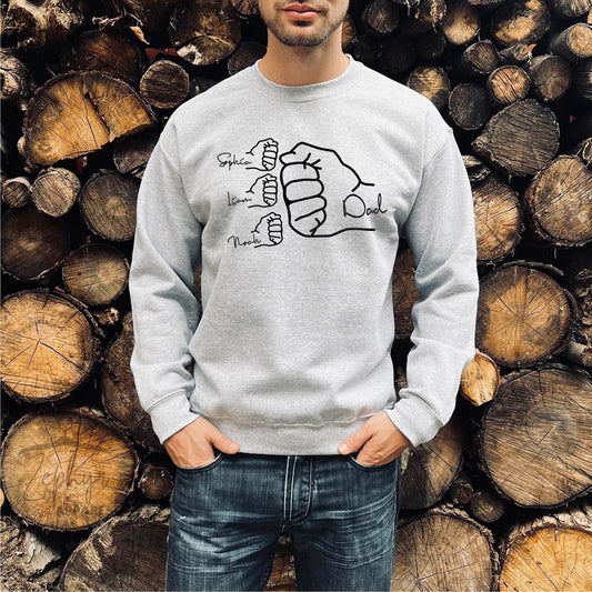 Fist Bump Dad Hoodie or Sweatshirt – Personalized with Kids' Names