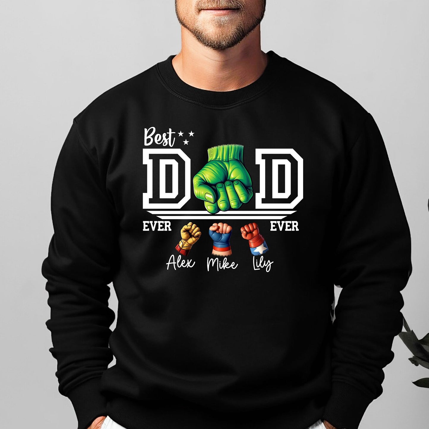 Father's Day Fist Bump Sweatshirt – Custom Dad & Child Names