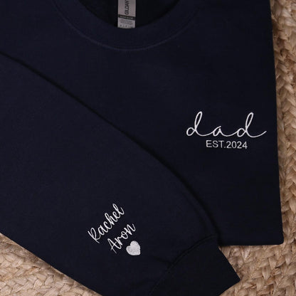 Custom Embroidered Mama & Dad Sweatshirt, Personalized Matching Mom Dad Hoodie With Names On Sleeve, Baby Shower Outfit, New Mom Dad Gifts