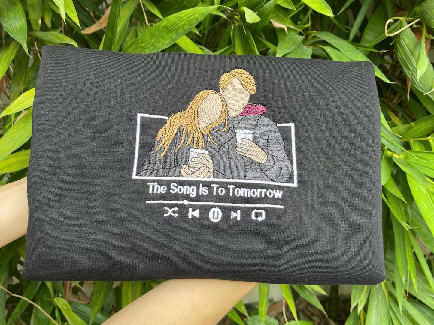 Custom Embroidered Hoodie with Photo, Personalized Couple Sweatshirt, Romantic Matching Apparel