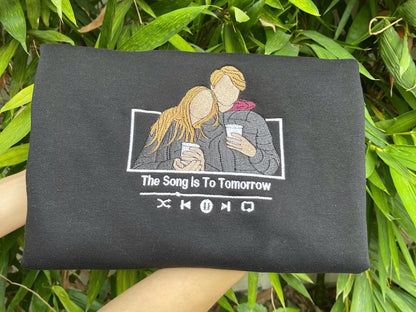 Custom Embroidered Hoodie with Photo, Personalized Couple Sweatshirt, Romantic Matching Apparel