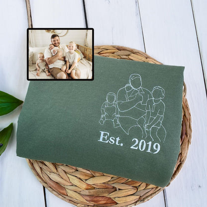 Personalized Dad Sweatshirt with Picture, Custom Embroidered Portrait from Photo Hoodie, Dad Portrait, Family Portrait, Dad Sweatshirt